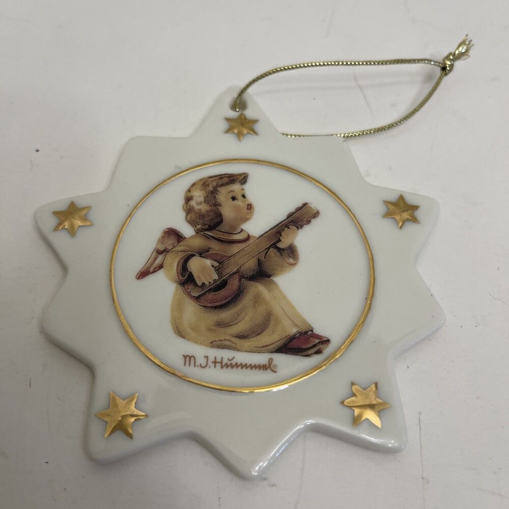 MJ Hummel Porcelain Ceramic Star Shape Christmas Tree Ornament 4.5" Angel